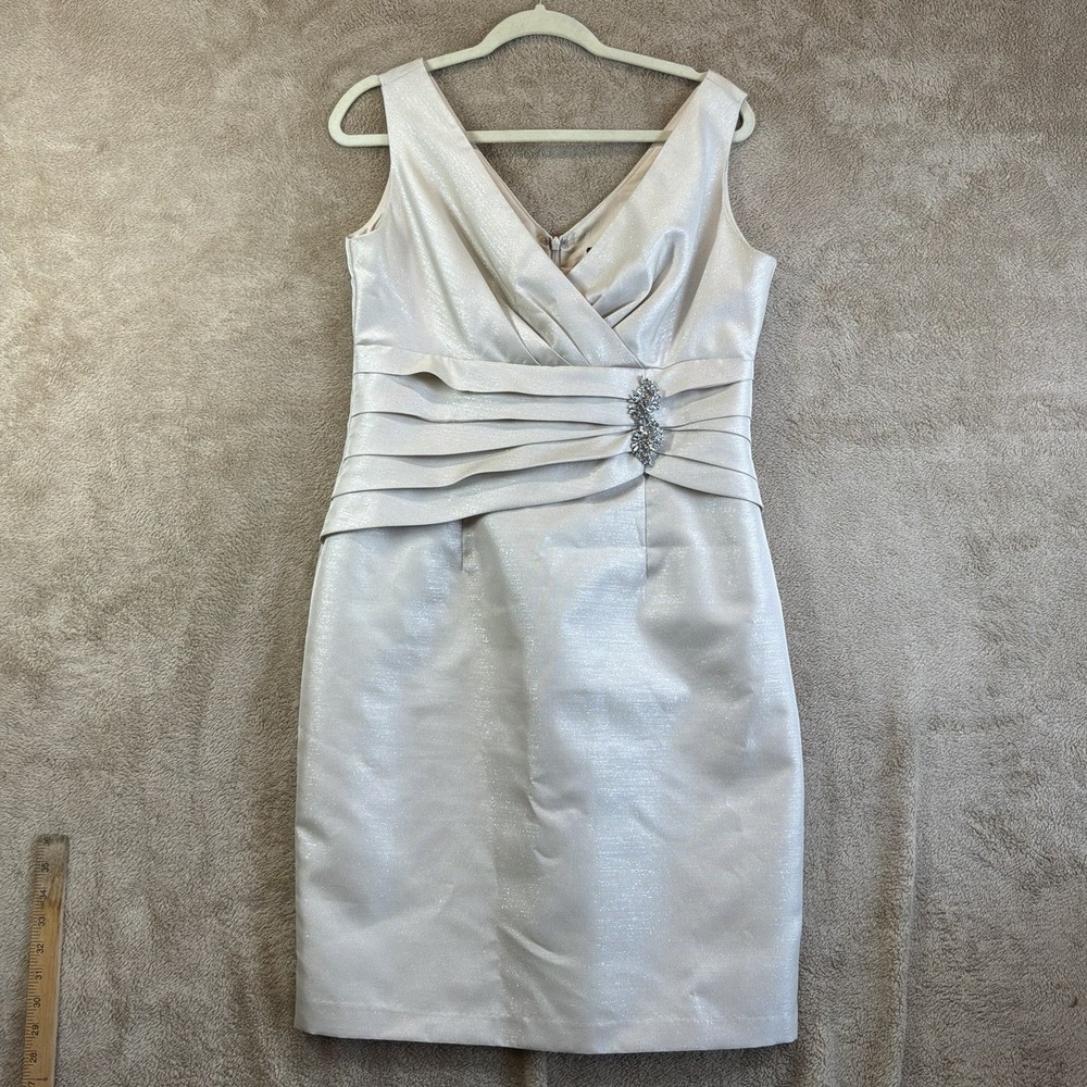 VTG‎ Y2K 90's Cache Bodycon Metallic Dress Sz 12 Rhinestone Bling Party EUC